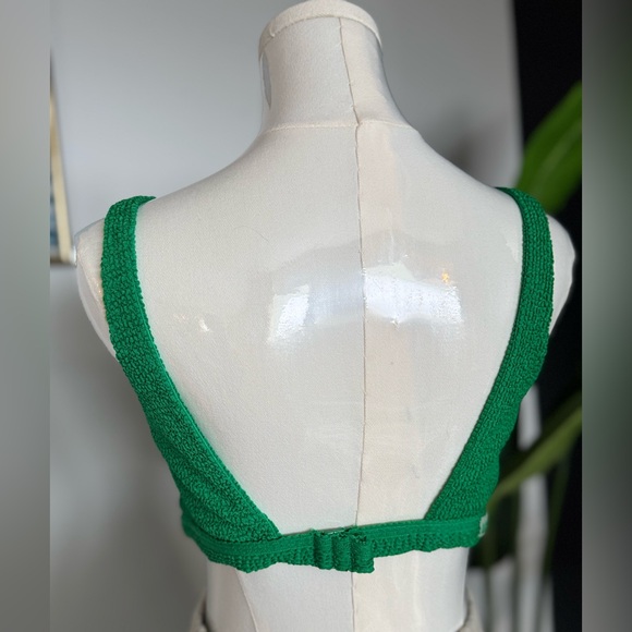 Lole green crinkle ribbed Y2K swim top stretchy size medium - Picture 8 of 9